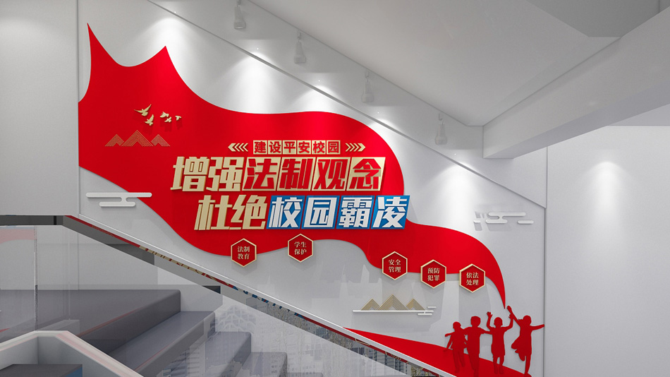 防止校园暴力反对校园欺凌楼梯文化墙设计图