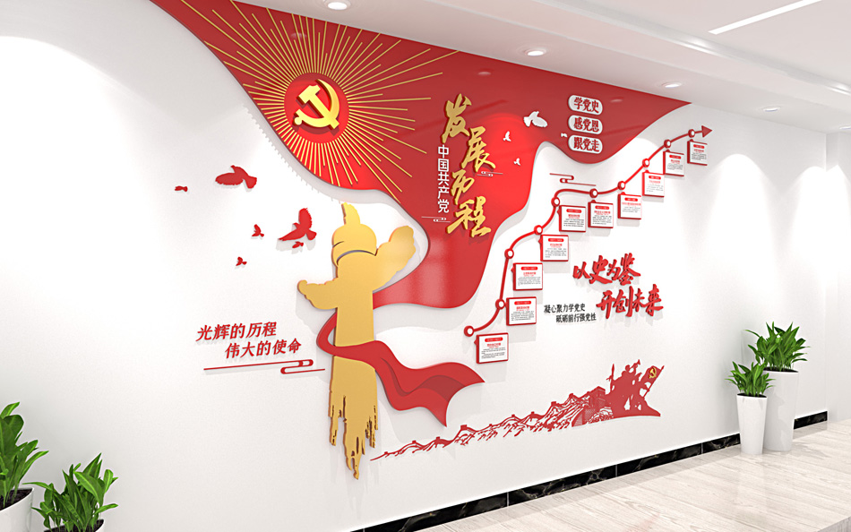 大气华表飘带党的光辉历程党史党建竖版文化墙_第2张图 大气华表飘带党的光辉历程党史党建竖版文化墙_第2张图