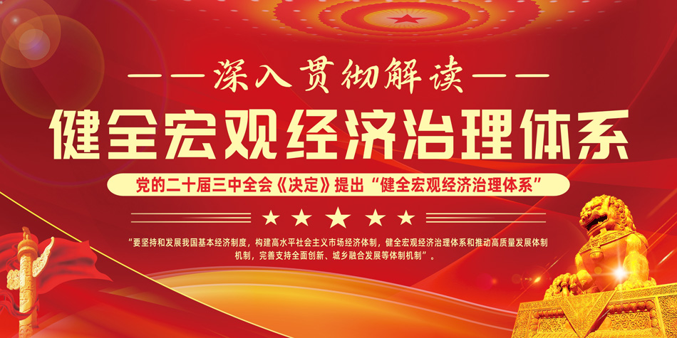 大气贯彻学习健全宏观经济治理体系党建展板