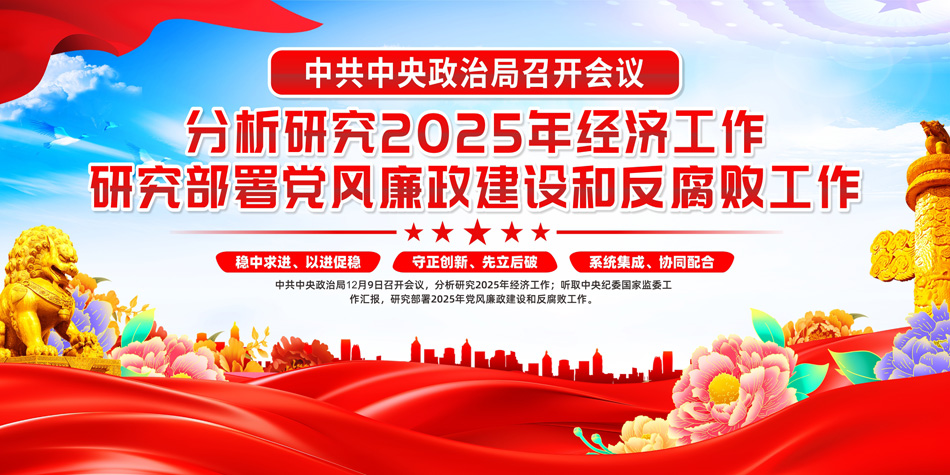 中共中央政治局2025年经济工作会议精神党建展板